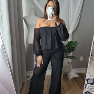 Black Glitter Jumpsuit Romper